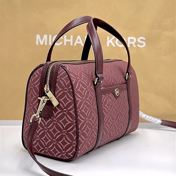 MICHAEL KORS JST TRAVEL MEDIUM DUFFLE SATCHEL SHOULDER CROSSBODY BAG MK OXBLOOD - Picture 2 of 14